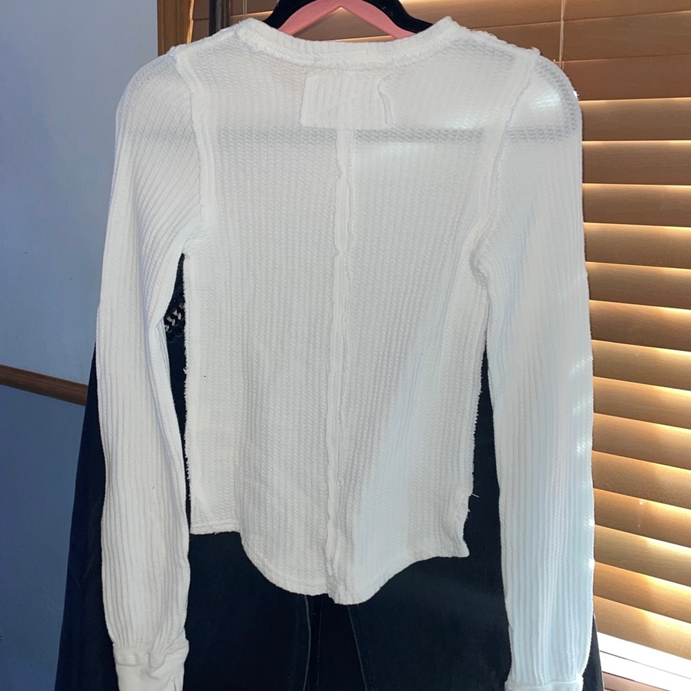Free People We The Free Roll With It Waffle Knit Top White XS NWT - Picture 6 of 9